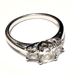 PLATINUM CLAD DIAMONIQUE 3 STONE RING